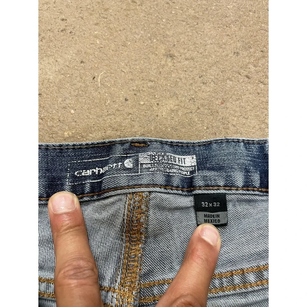 Carhartt 102804 M49‎ Jeans Mens 32x32 Medium Wash Blue Relaxed Stretch Zip Fly